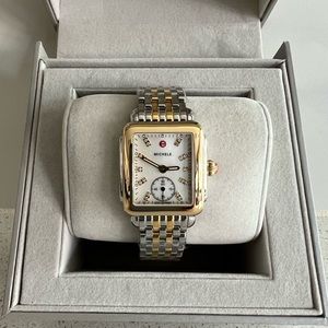 SOLD Michele Deco Diamond Chronograph Watch Head & two tone Bracelet, 33mm NEW!